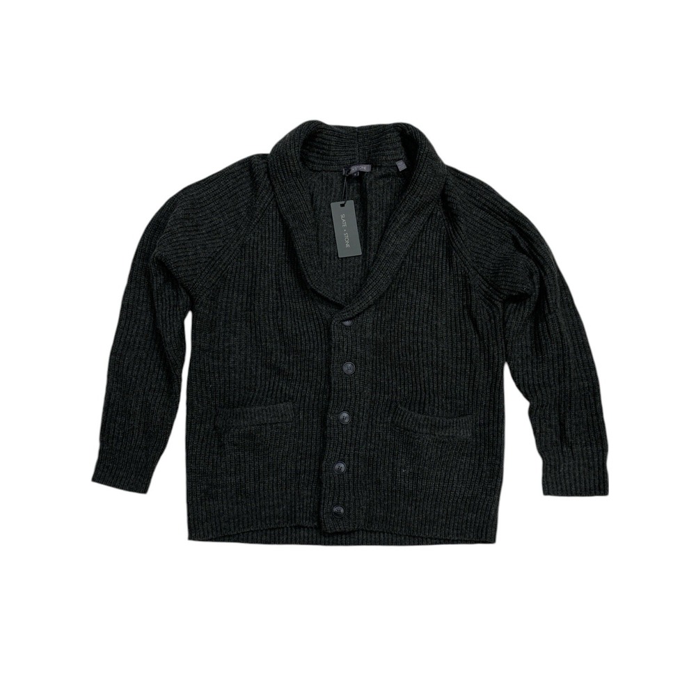 Slate & Stone Shawl Collar Knit Cardigan Dark Gray Size XL NWT